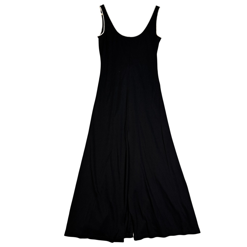 La Perla Black Maxi Dress Sleeveless Scoop Neck Rope Trim Size 42 Casual